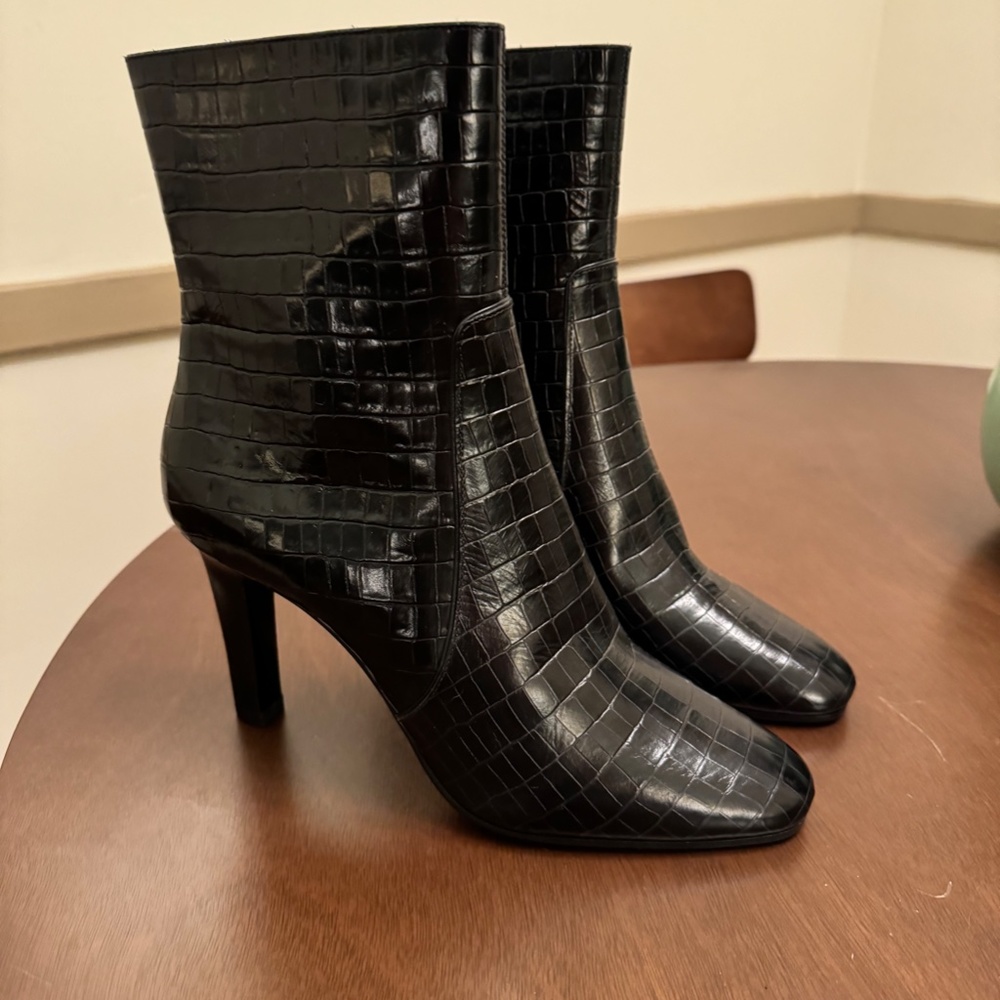 Saint Laurent boots - croc stamped black leather- Size 41